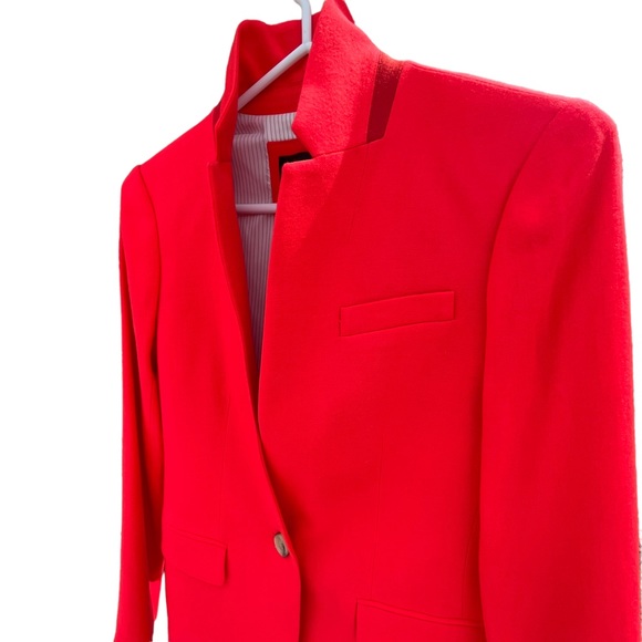 J.Crew Regent Blazer Jacket Bright Red Orange Wool Blend Size 2 B0323 New - Picture 4 of 16